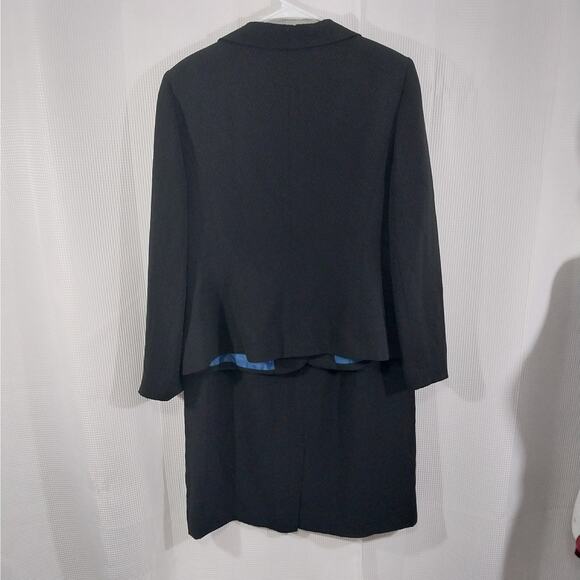 LE SUIT! RICH BLACK MICRODOT, WIDE LAPEL 2PC SKIRT & JACKET SUIT SET! SZ 16 - Picture 11 of 14